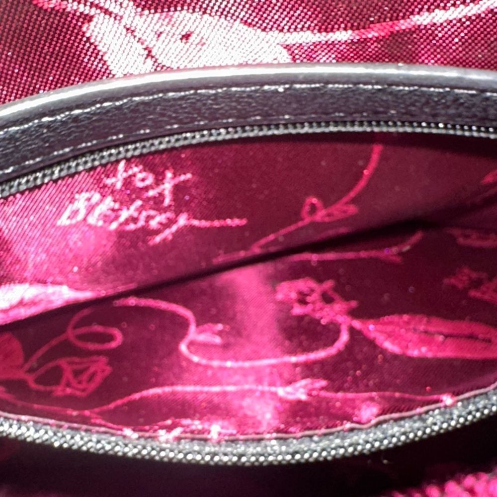 Betsey Johnson vintage clutch Floral Stripe Crossbody Bag Big Bow - Picture 9 of 13